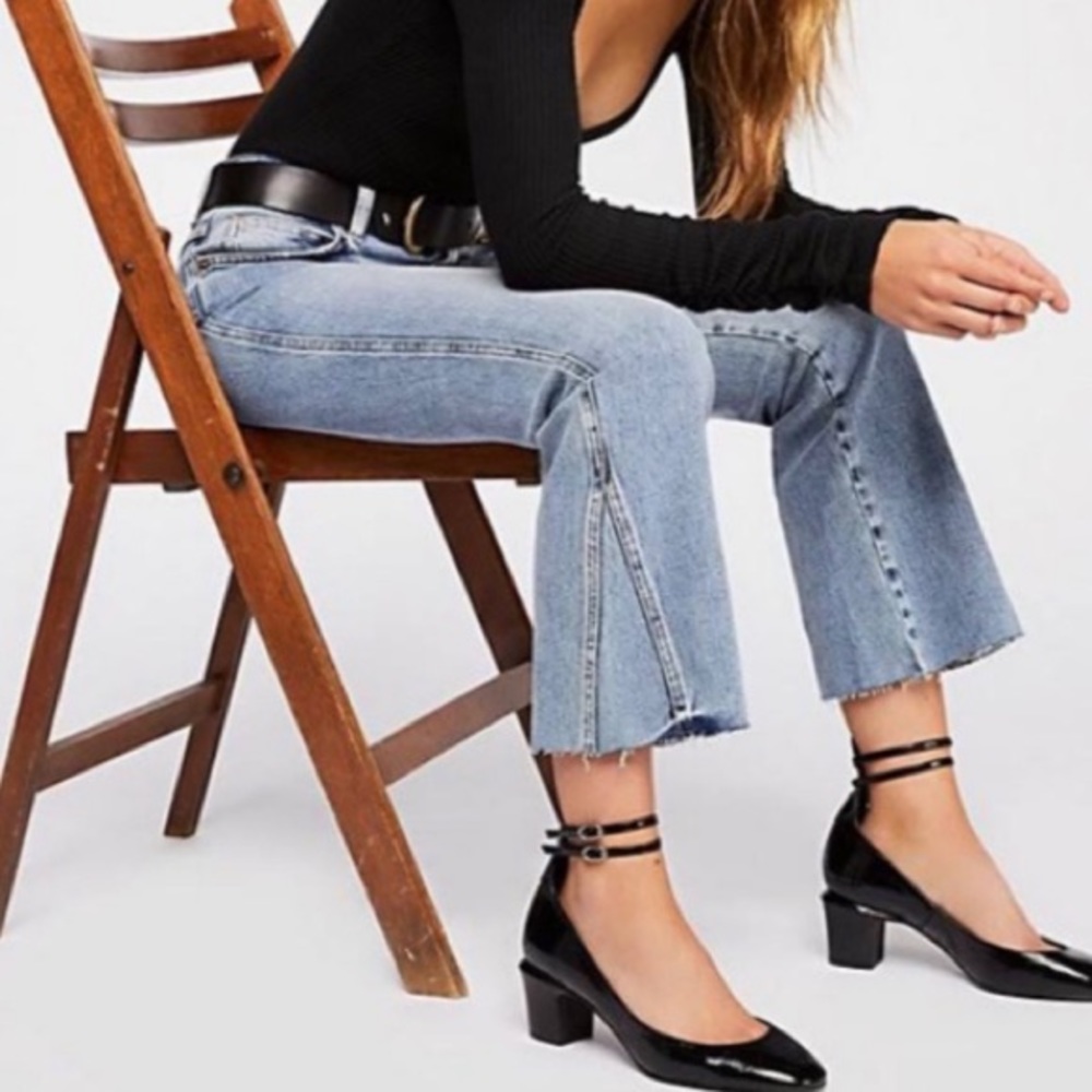 Free People Rita Crop Flare Jeans In Blue Medium Wash 26